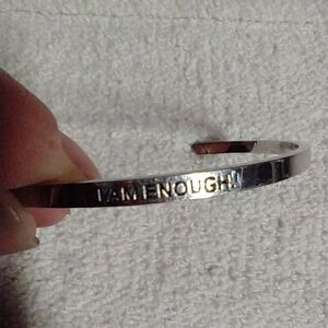 Silvertone I am enough cuff bracelet